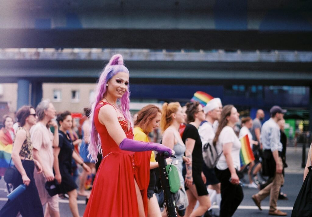 people on a pride parade